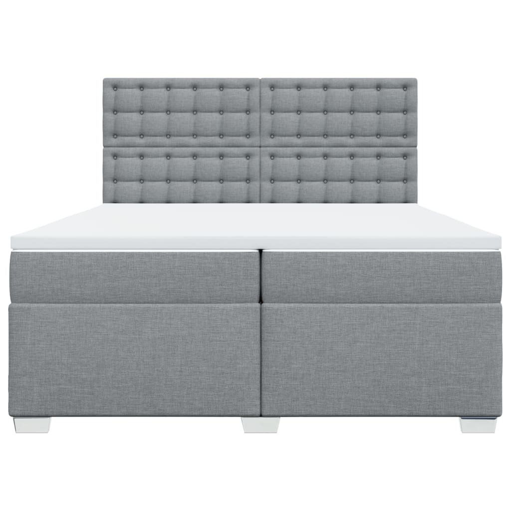 vidaXL Boxspring met matras stof lichtgrijs 200x200 cm grijs, foto 4