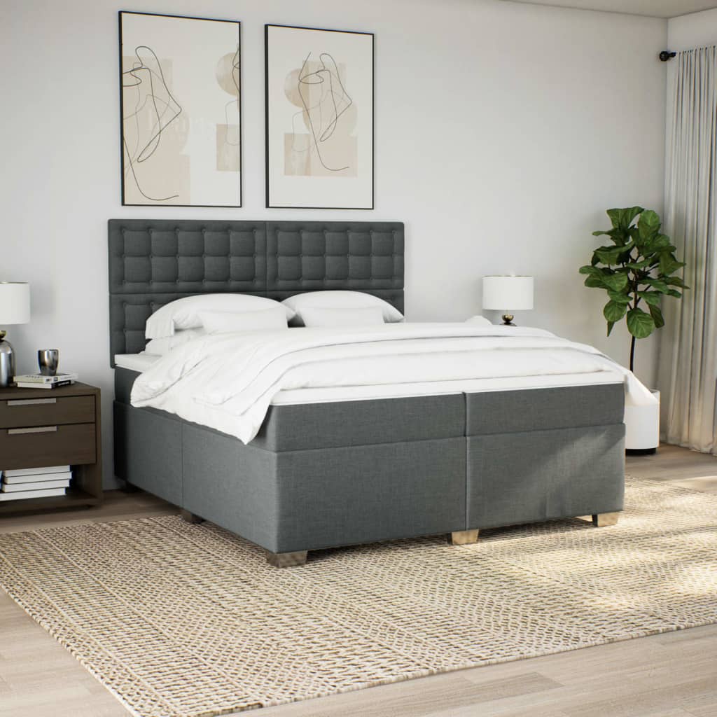 Thumbnail - vidaXL Boxspringbett mit Matratze Dunkelgrau 200x200 cm Stoff