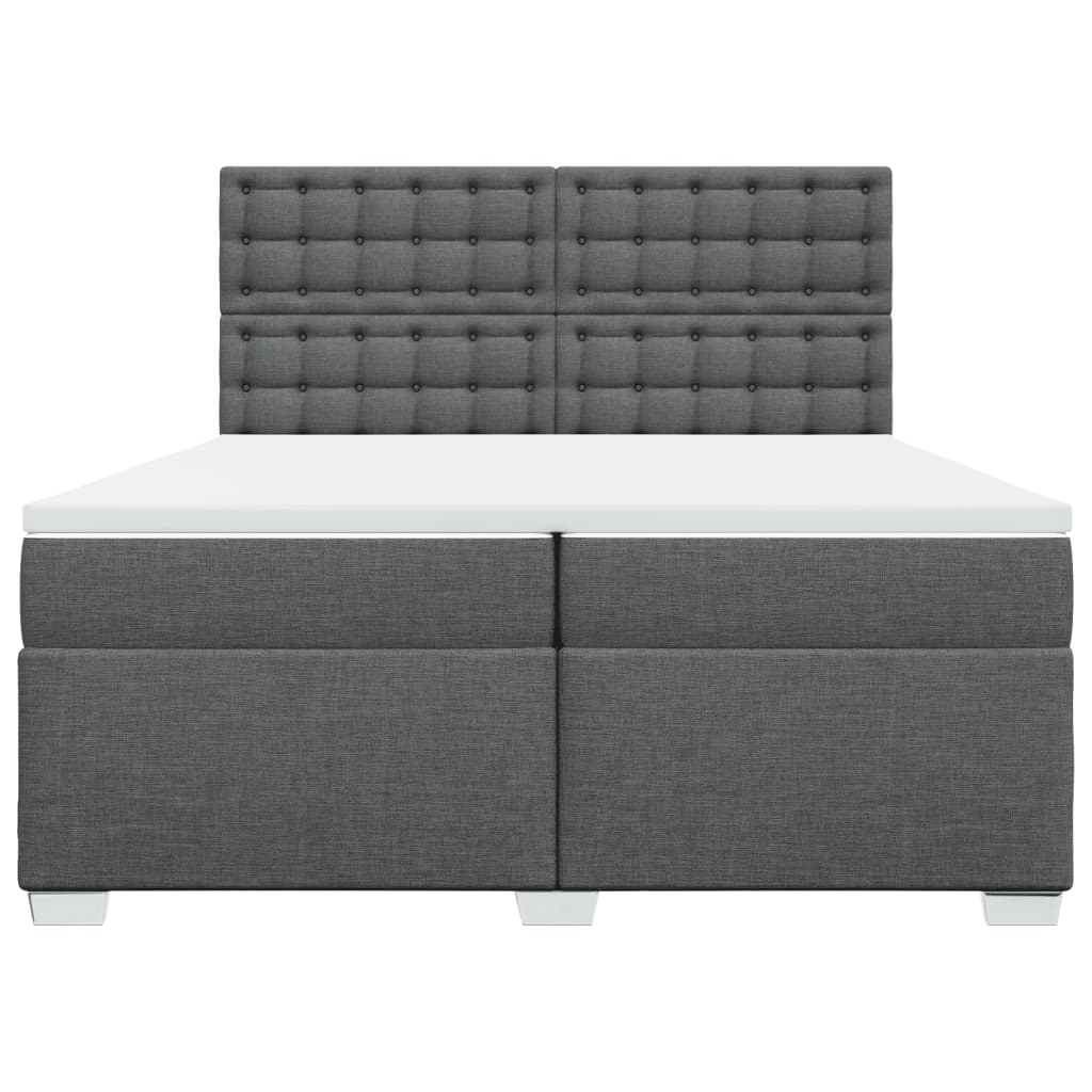 vidaXL Boxspring met matras stof donkergrijs 200x200 cm grijs, foto 4