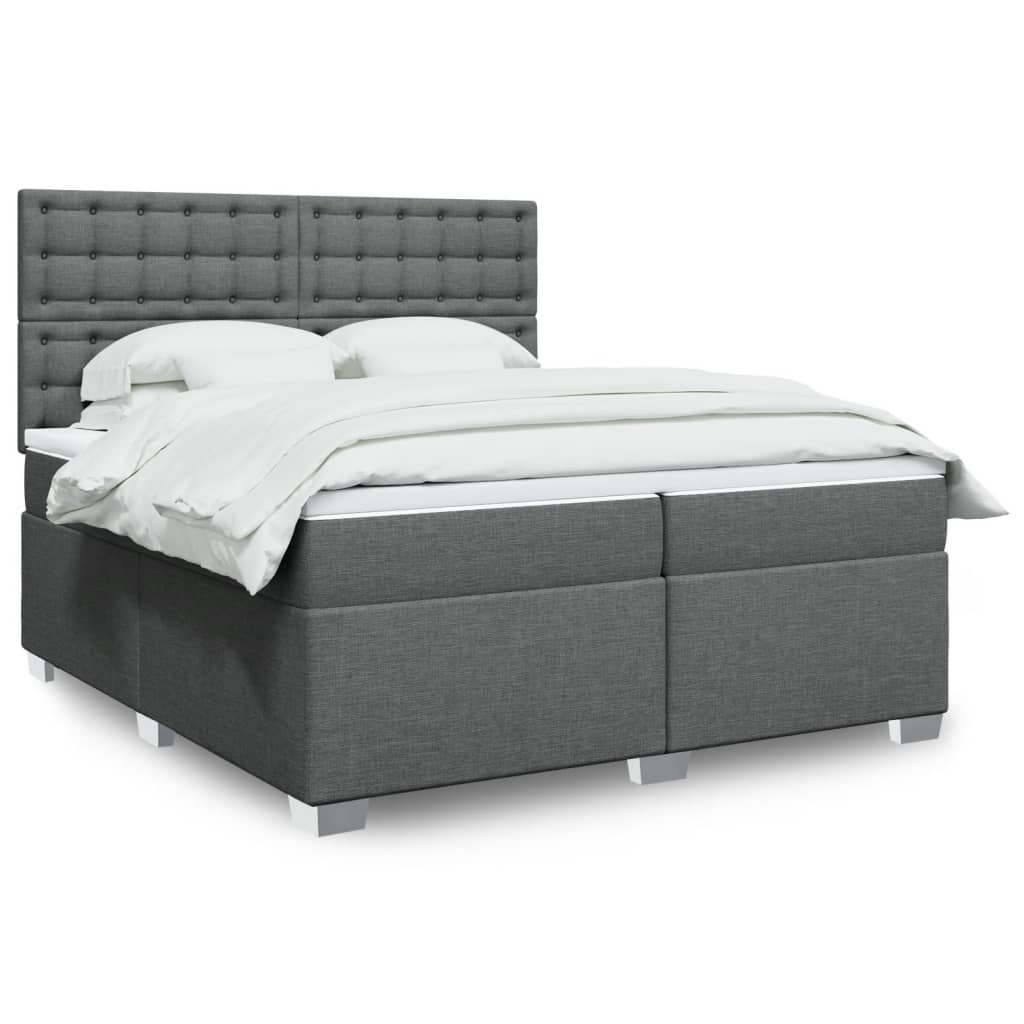 Boxspringbett mit Matratze Dunkelgrau 200×200 cm Stoff