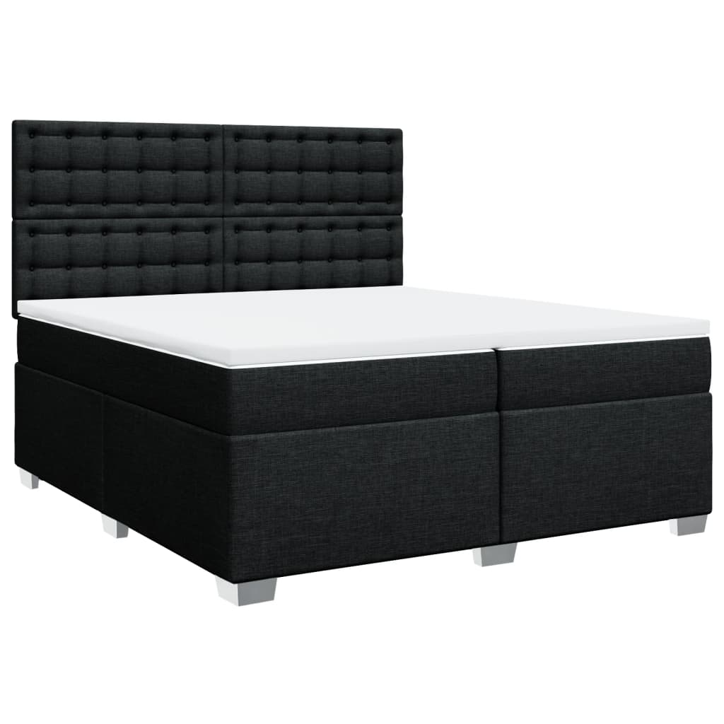 vidaXL Pat box spring cu saltea, negru, 200x200 cm, textil