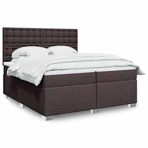 Box spring postel s matrací tmavě hnědá 200x200 cm textil - obrázek 1