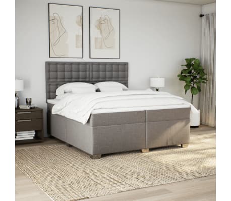 vidaXL Κρεβάτι Boxspring με Στρώμα Taupe 200x200 εκ. Υφασμάτινο