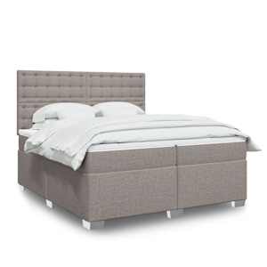 Box spring postelja z vzmetnico taupe 200x200 cm blago