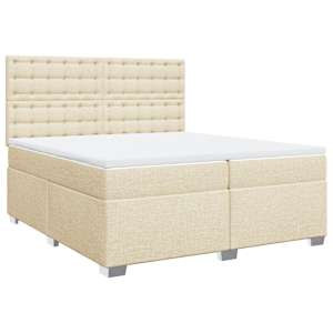 Box spring postel s matrací krémová 200x200 cm textil - obrázek 2