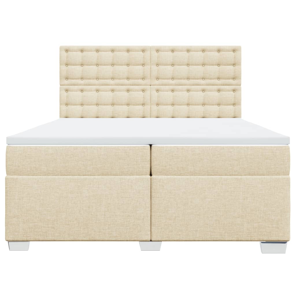 vidaXL Boxspring met matras stof crèmekleurig 200x200 cm, foto 4