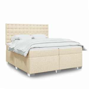 Box spring postel s matrací krémová 200x200 cm textil - obrázek 1