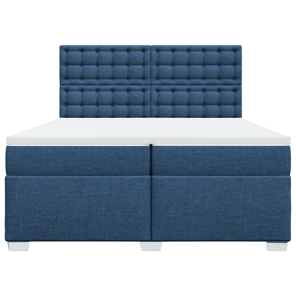 vidaXL Boxspring met matras stof blauw 200x200 cm, foto 4