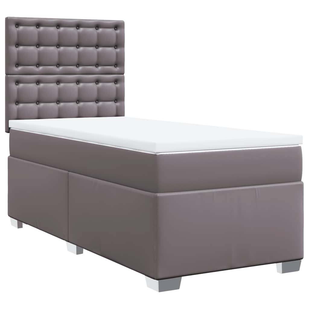 vidaXL Boxspring met matras kunstleer grijs 80x200 cm, foto 3