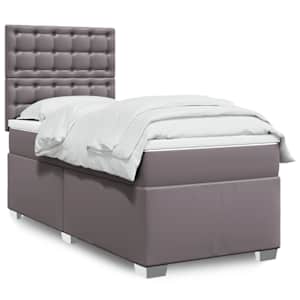 Box spring postel s matrací šedá 80 x 200 cm umělá kůže - obrázek 1