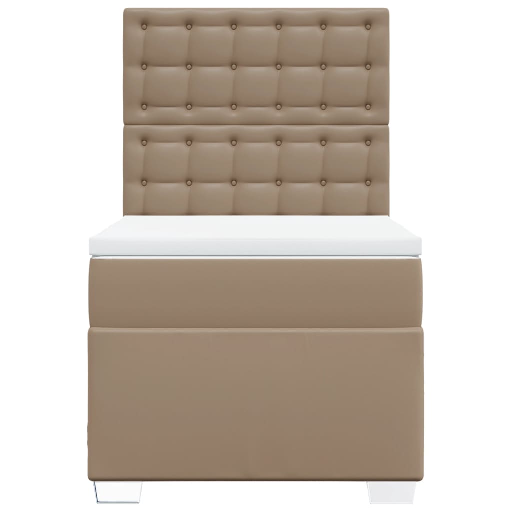 vidaXL Boxspring met matras kunstleer cappuccinokleurig 80x200 cm bruin, foto 4