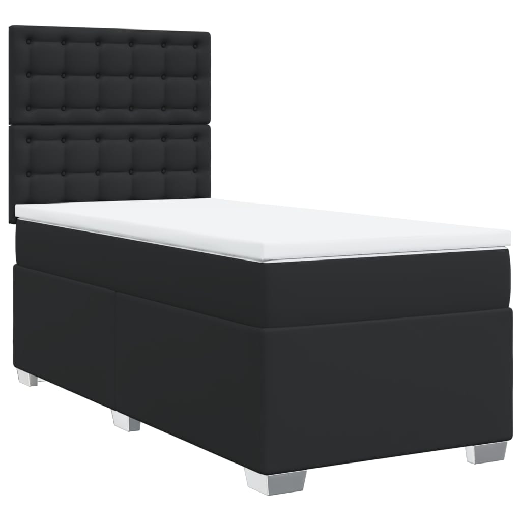vidaXL Boxspring met matras kunstleer zwart 90x190 cm, foto 3