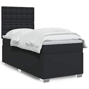 Box spring postel s matrací černá 90x190 cm umělá kůže - obrázek 1