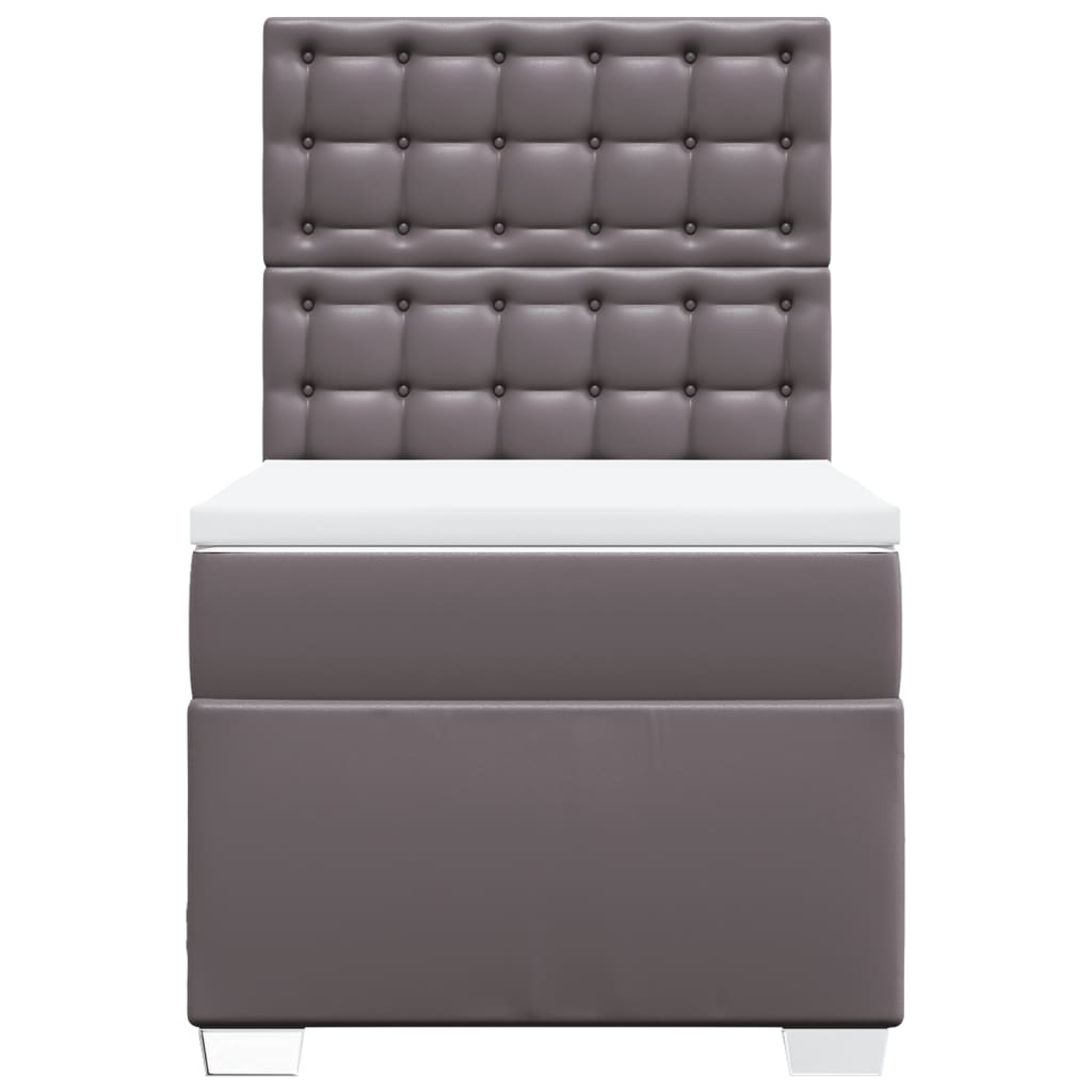 vidaXL Boxspring met matras kunstleer grijs 90x190 cm, foto 4