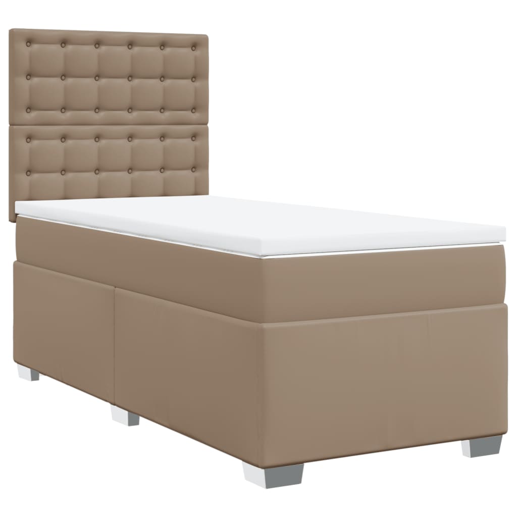 vidaXL Boxspring met matras kunstleer cappuccinokleurig 90x190 cm bruin, foto 3