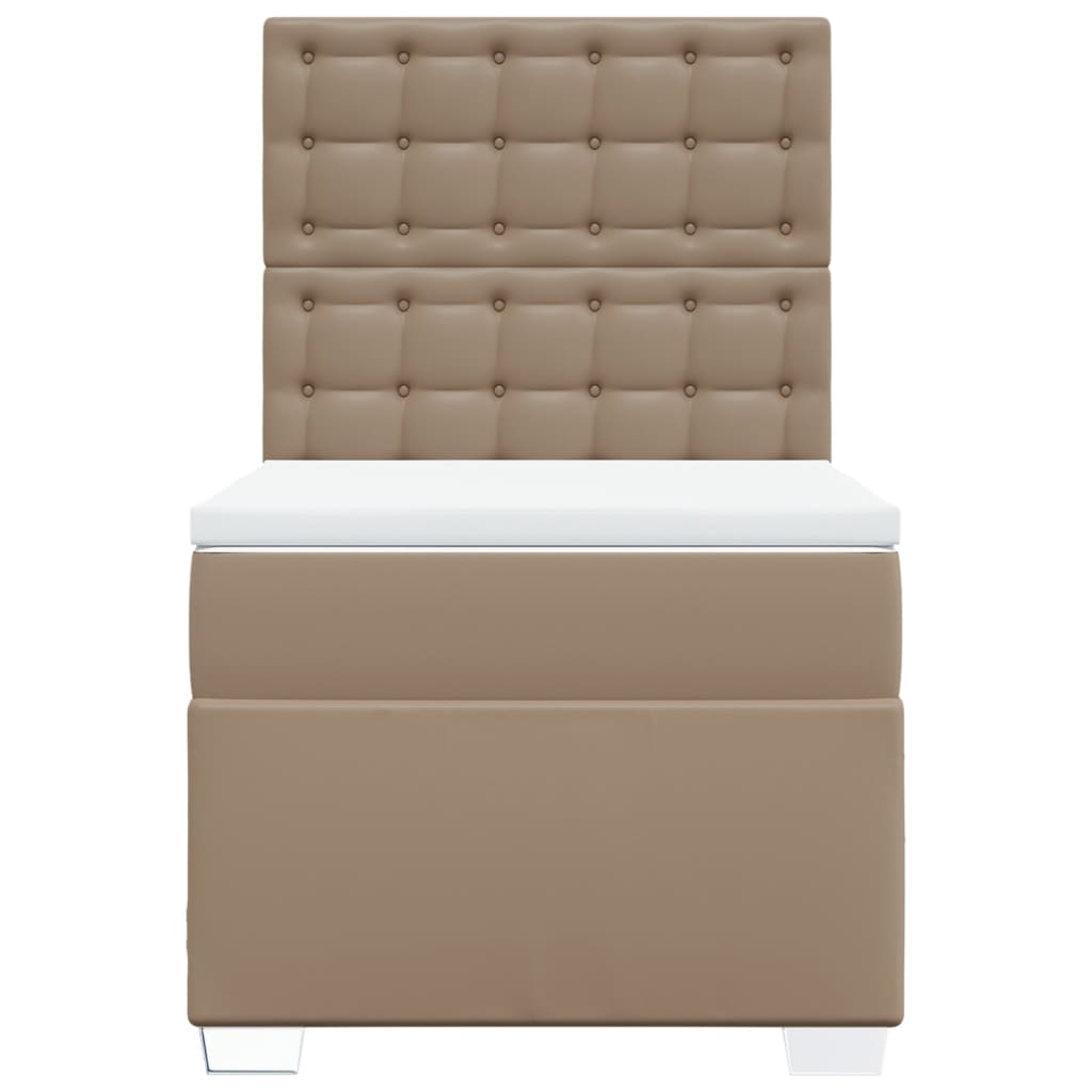 vidaXL Boxspring met matras kunstleer cappuccinokleurig 90x190 cm bruin, foto 4
