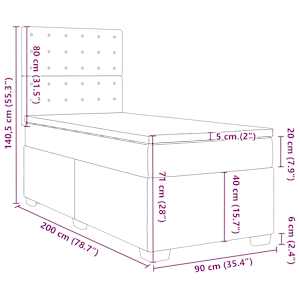Box spring postel s matrací šedá 90x200 cm umělá kůže - obrázek 13