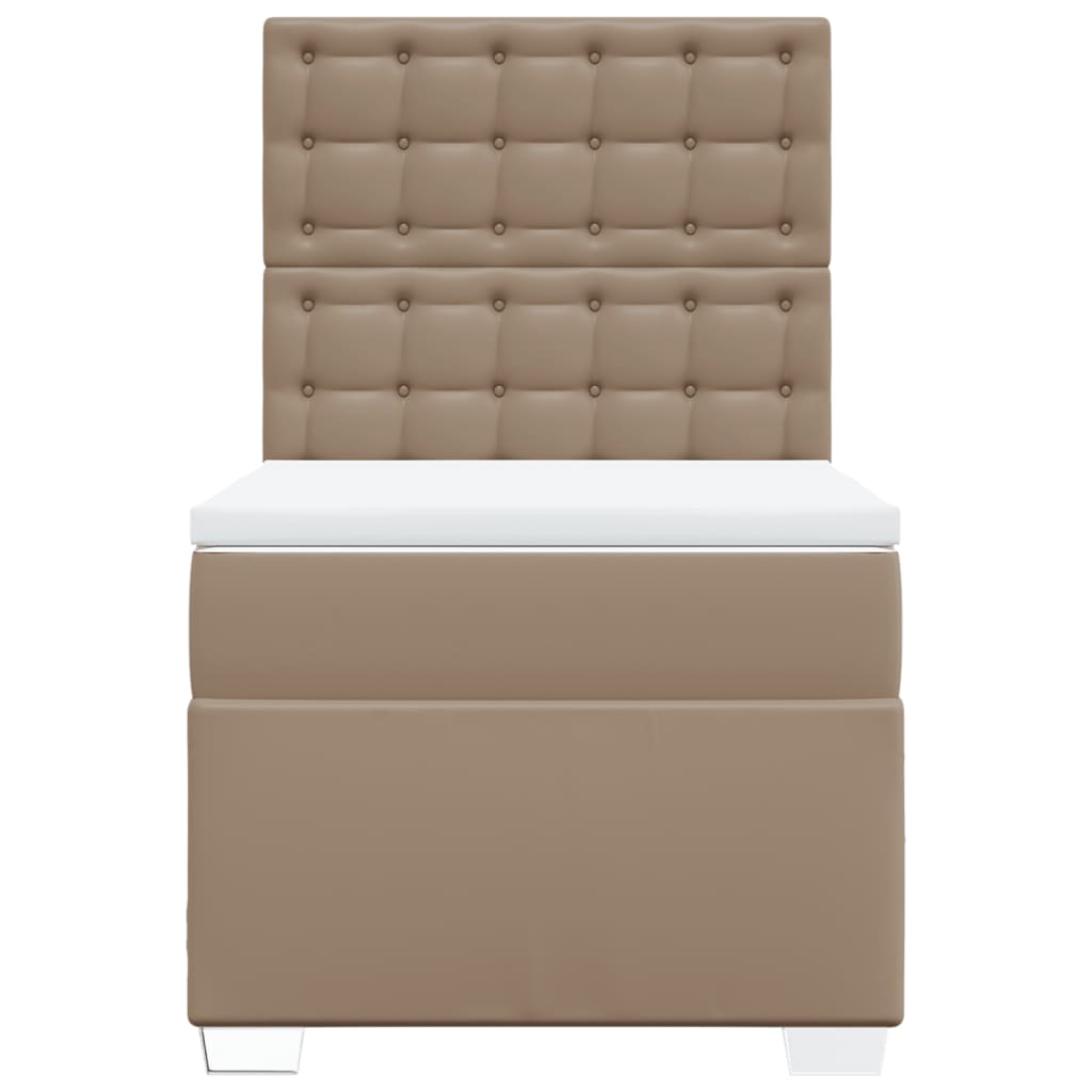 vidaXL Boxspring met matras kunstleer cappuccinokleurig 90x200 cm bruin, foto 4