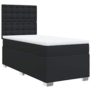 Box spring postel s matrací černá 100x200 cm umělá kůže - obrázek 2