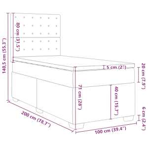Box spring postel s matrací šedá 100x200 cm umělá kůže - obrázek 13
