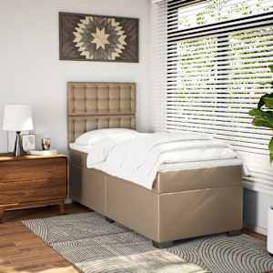 Box spring postel s matrací cappuccino 100x200 cm umělá kůže - obrázek 3