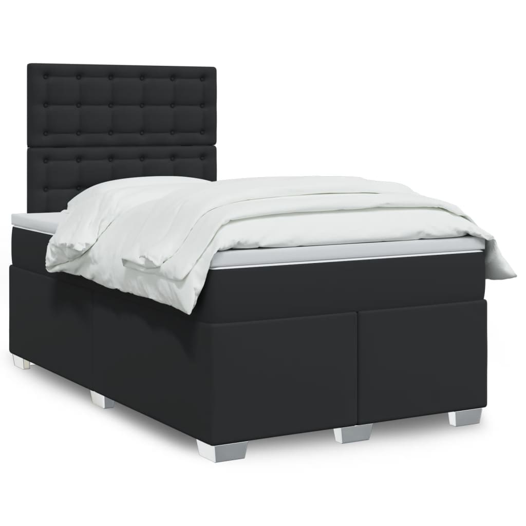 Boxspringbett mit Matratze Schwarz 120×190 cm Kunstleder