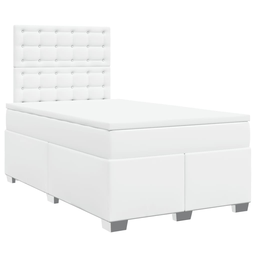 vidaXL Boxspring met matras kunstleer wit 120x190 cm, foto 3