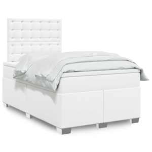 Box spring postel s matrací bílá 120x190 cm umělá kůže - obrázek 1