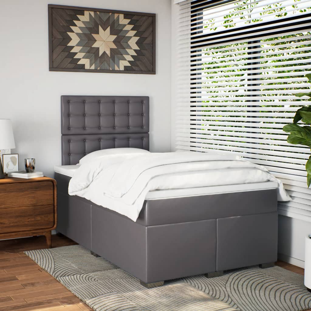 vidaXL Boxspring posteľ s matracom sivá 120x190 cm umelá koža