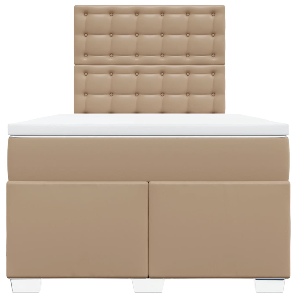 vidaXL Boxspringbed met matras kunstleer cappuccinokleurig 120x190 cm bruin, foto 4