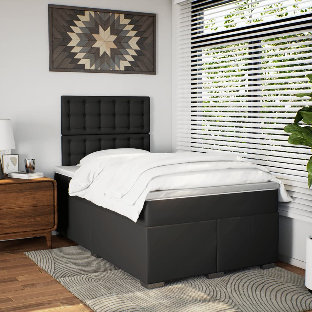 vidaXL Boxspring met matras kunstleer zwart 120x200 cm afbeelding