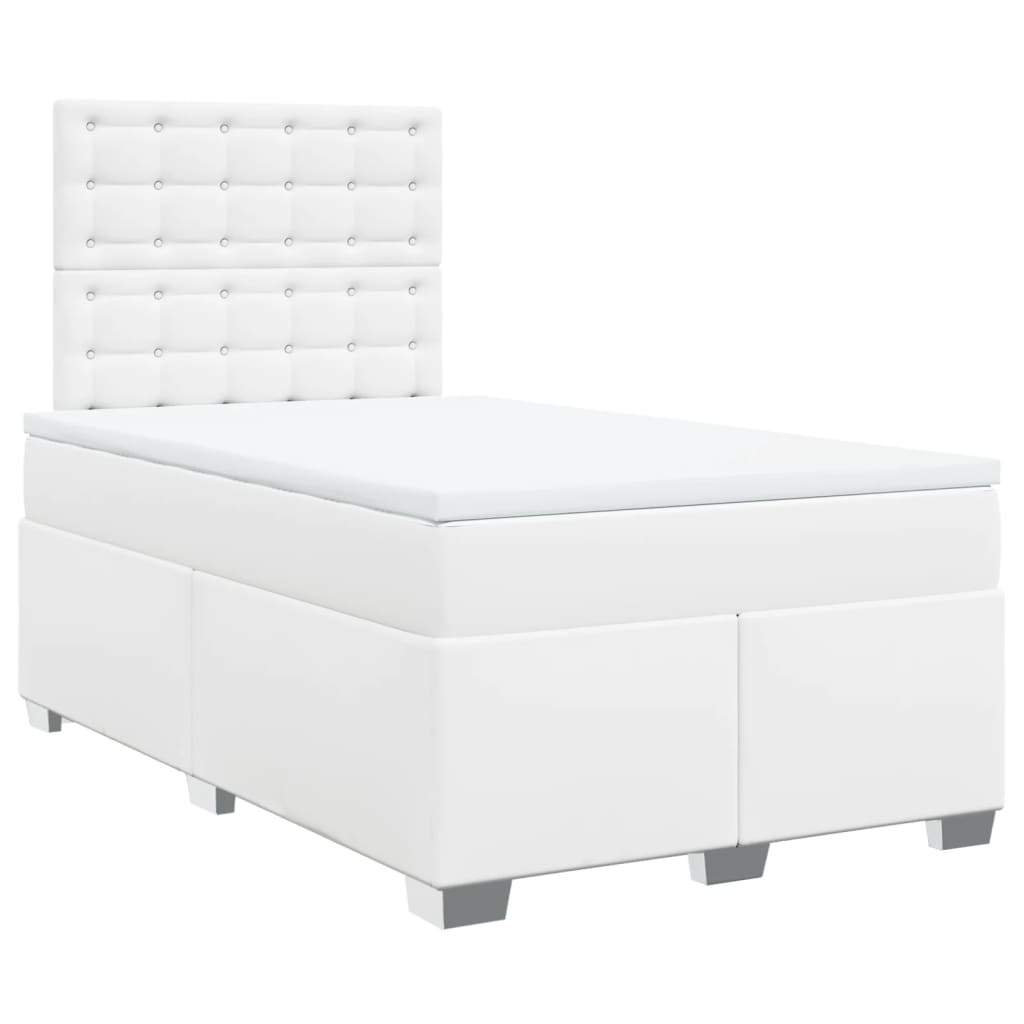 vidaXL Boxspring met matras kunstleer wit 120x200 cm, foto 3