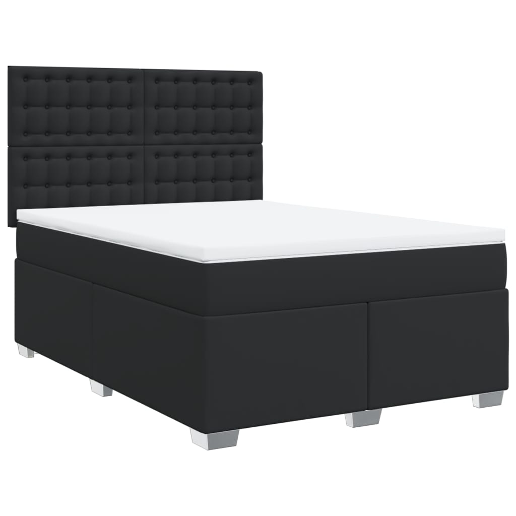 vidaXL Boxspring met matras kunstleer zwart 140x190 cm, foto 3