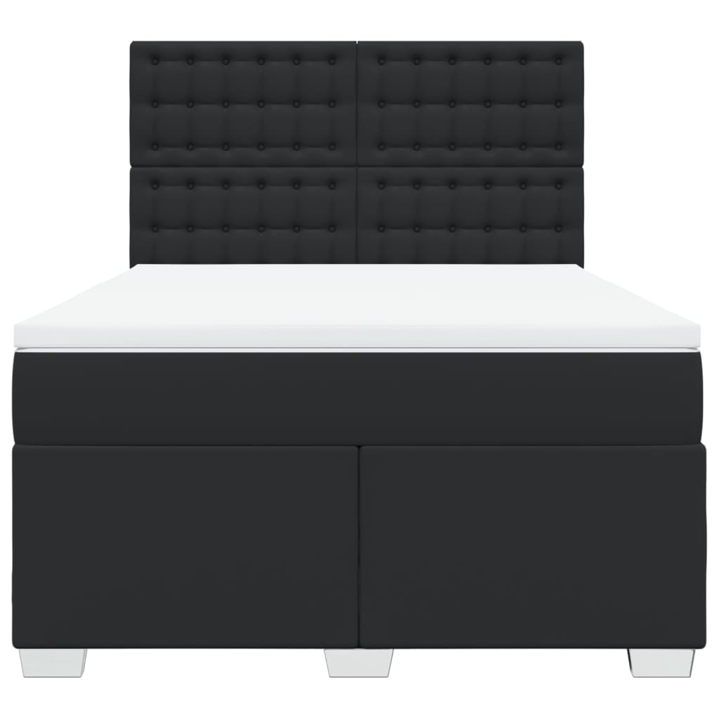 vidaXL Boxspring met matras kunstleer zwart 140x190 cm, foto 4