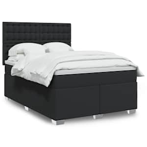 Box spring postel s matrací černá 140 x 190 cm umělá kůže