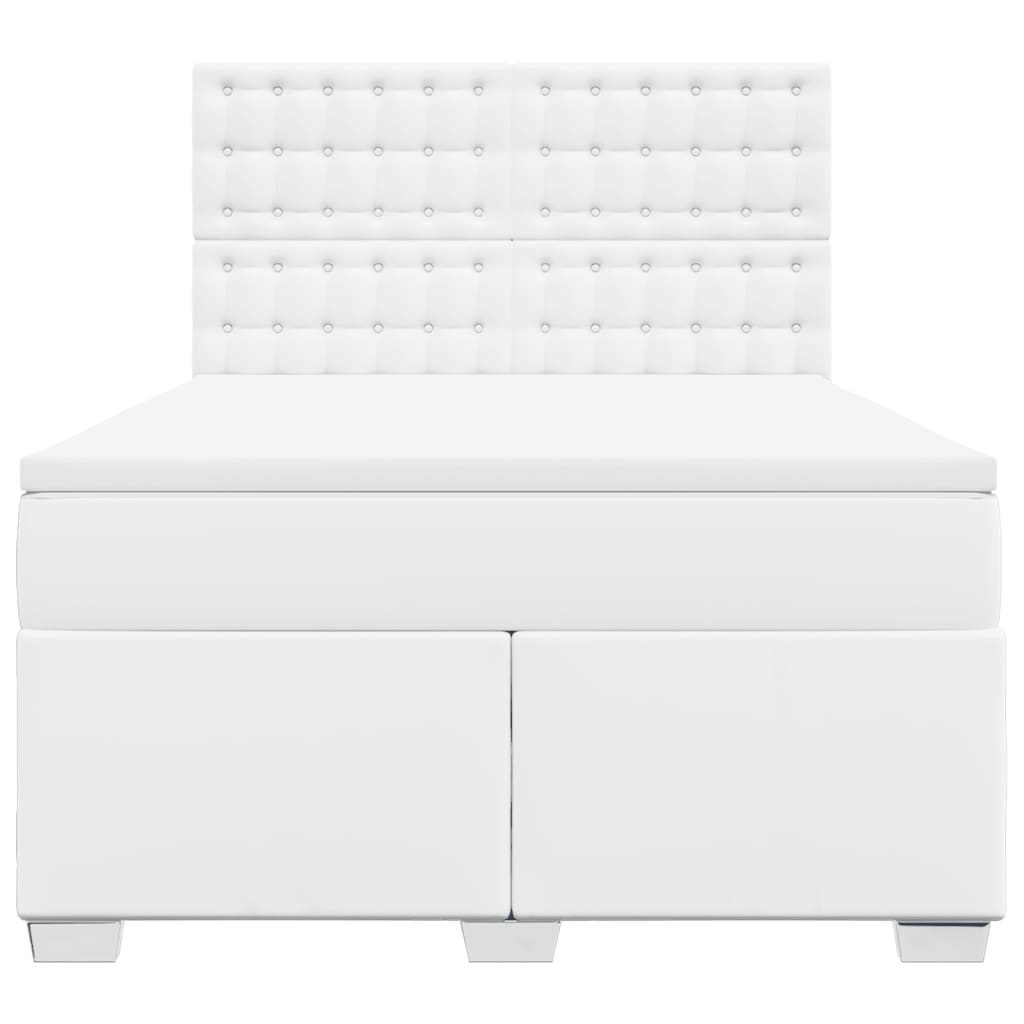 vidaXL Boxspring met matras kunstleer wit 140x190 cm, foto 4