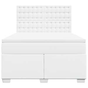 Box spring postel s matrací bílá 140 x 190 cm umělá kůže - obrázek 4