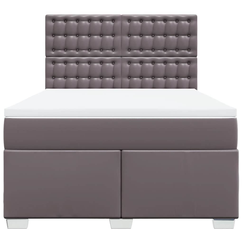 vidaXL Boxspring met matras kunstleer grijs 140x190 cm, foto 4
