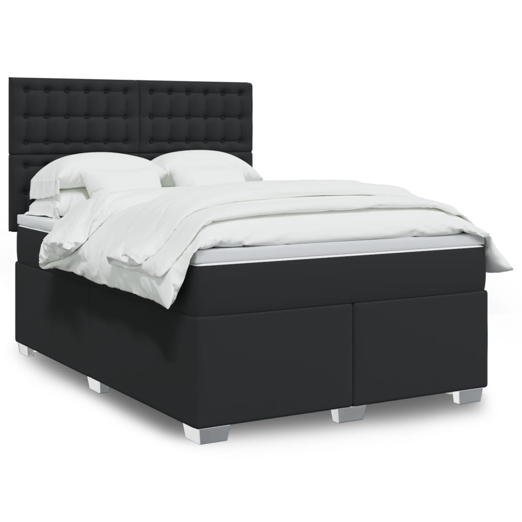 Boxspringbett mit Matratze Schwarz 140×200 cm Kunstleder