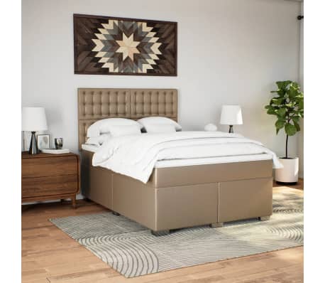 vidaXL Sommier &agrave; lattes de lit avec matelas Cappuccino 140x200 cm