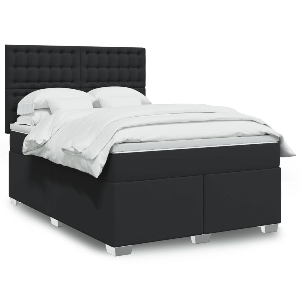 Boxspringbett mit Matratze Schwarz 160×200 cm Kunstleder