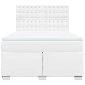 Box spring postel s matrací bílá 160x200 cm umělá kůže - obrázek 4
