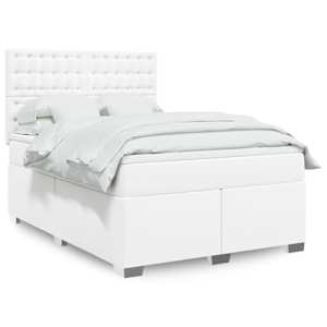 Box spring postel s matrací bílá 160x200 cm umělá kůže - obrázek 1
