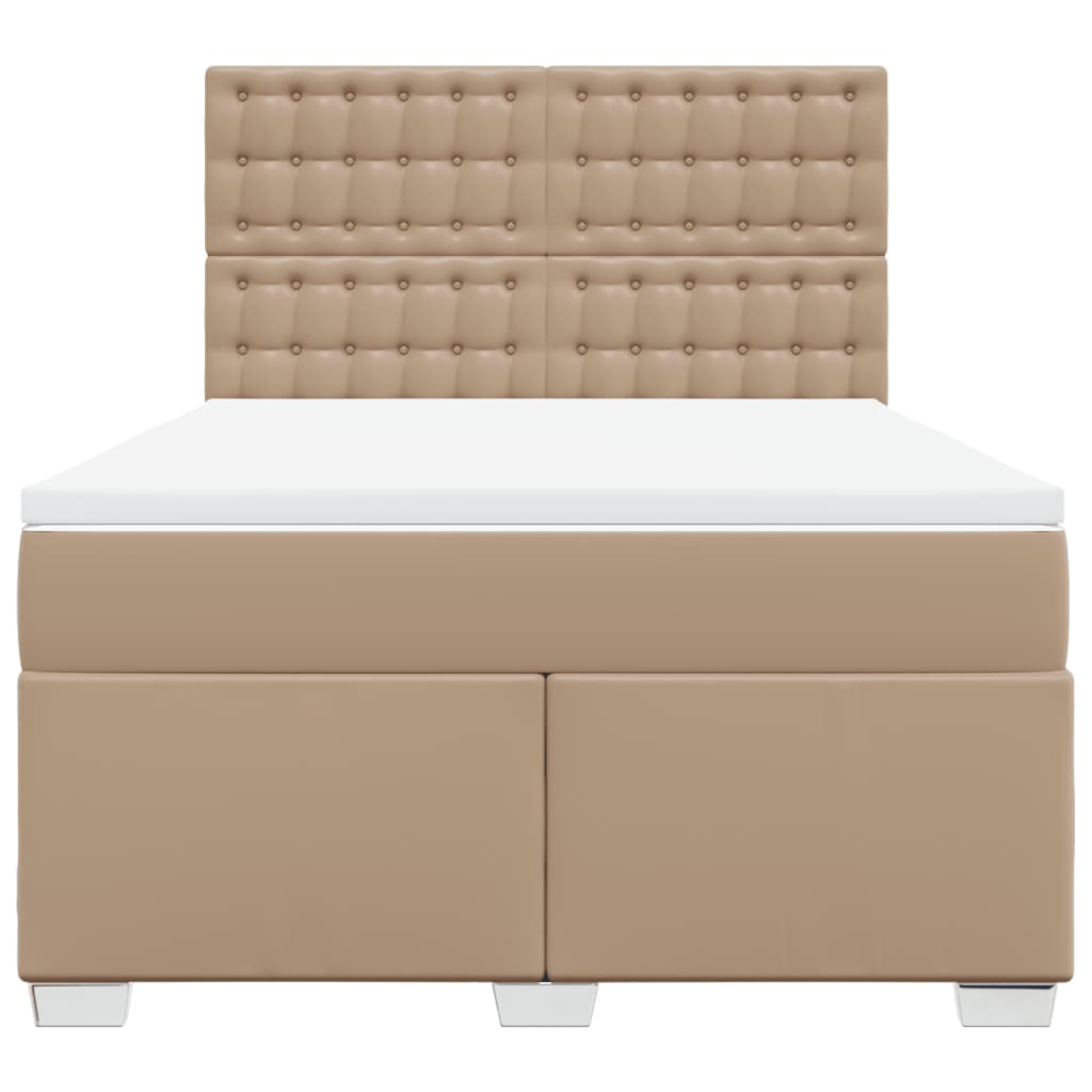 vidaXL Boxspring met matras kunstleer cappuccinokleurig 160x200 cm bruin, foto 4