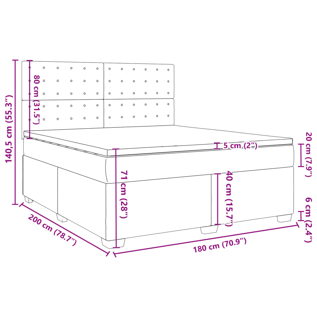 Box spring postelja z vzmetnico črn 180x200 cm umetno usnje - slika 13