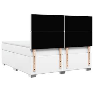 Box spring postel s matrací bílá 180x200 cm umělá kůže - obrázek 10