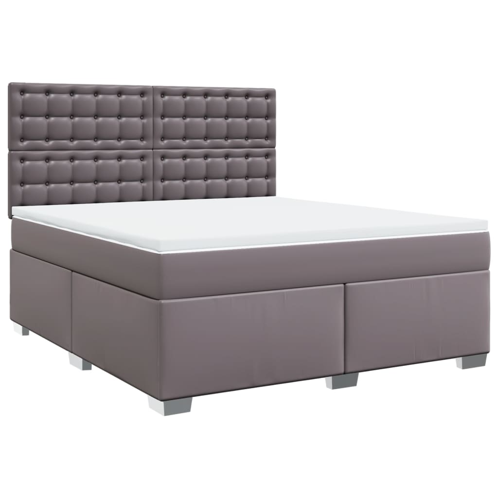 vidaXL Boxspring met matras kunstleer grijs 180x200 cm, foto 3