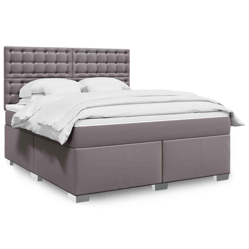 Boxspringbett mit Matratze Grau 180×200 cm Kunstleder