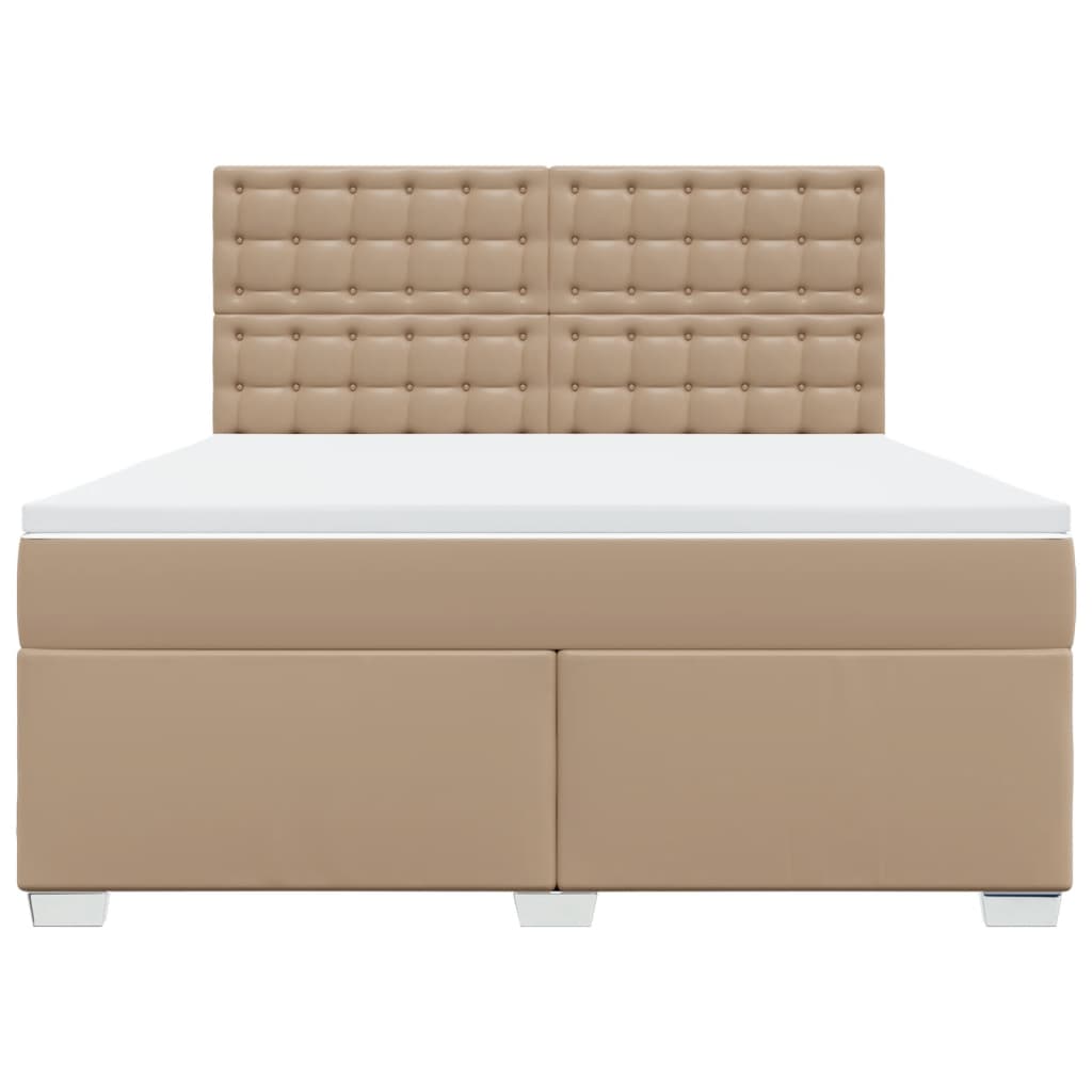 vidaXL Boxspring met matras kunstleer cappuccinokleurig 180x200 cm bruin, foto 4