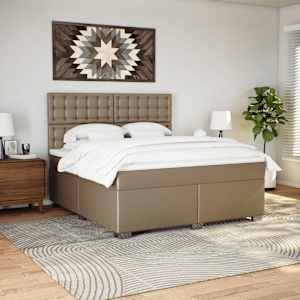 Box spring postel s matrací cappuccino 180 x 200 cm umělá kůže - obrázek 3